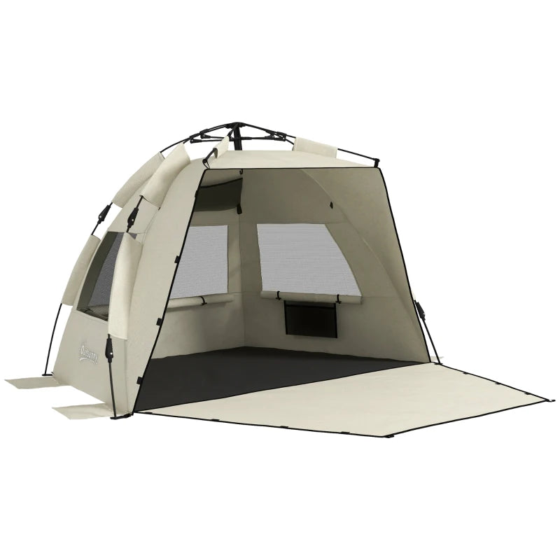 Green 3-Man Beach Tent with Extended Floor & Sun Shield