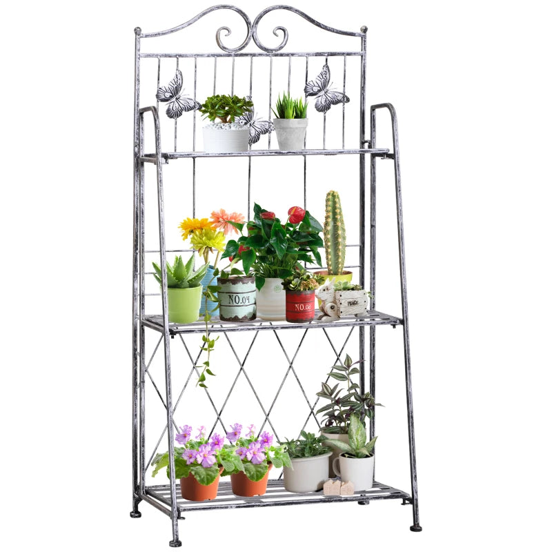 Stylish 3-Tier Metal Plant Stand for Indoor & Outdoor Flower Display Rack, 44 x 25 x 96 cm