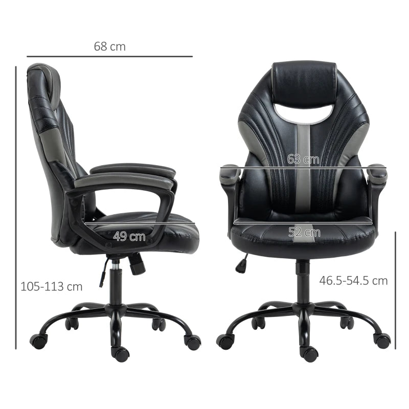 Desk Chair for Gamers – PU Leather Seat, Rolling Wheels, Padded Arms