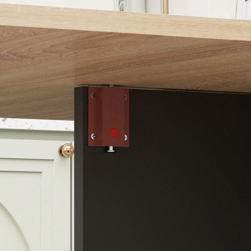 Folding Dining Table with Oak Top, Drop Leaf & 2 Shelves on Casters