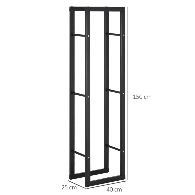 Rust-Resistant Firewood Storage Rack, Tall Metal Log Holder for Indoor or Outdoor Use
