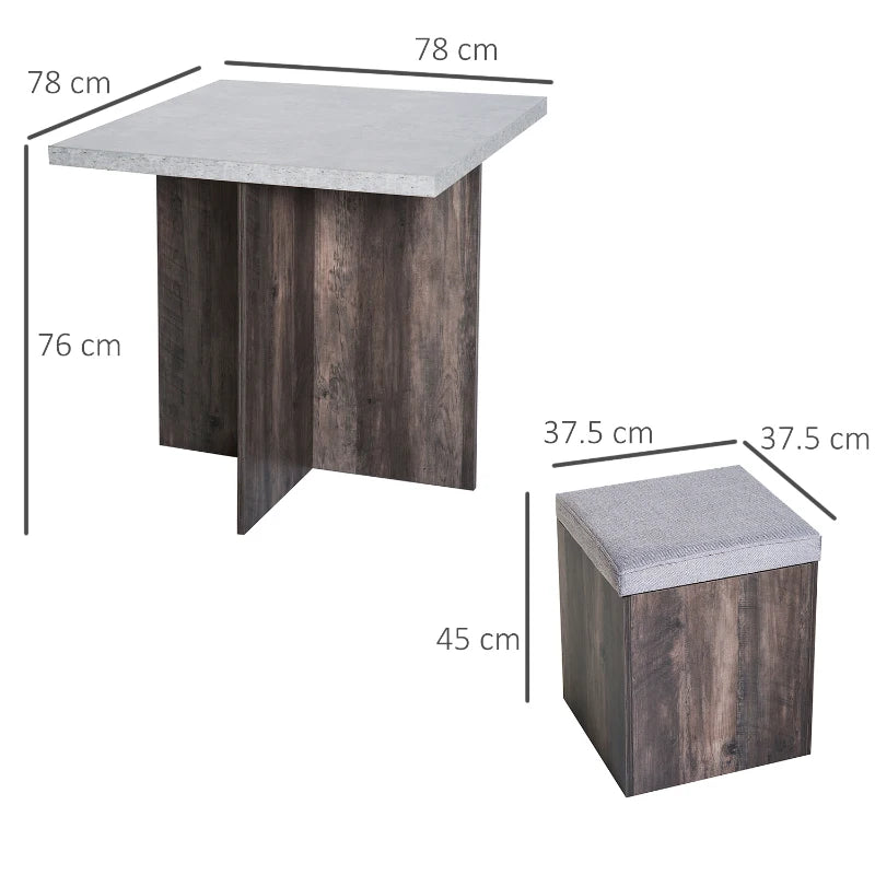 Indoor/Outdoor 5PC Dining Set with Storage Stools & Table