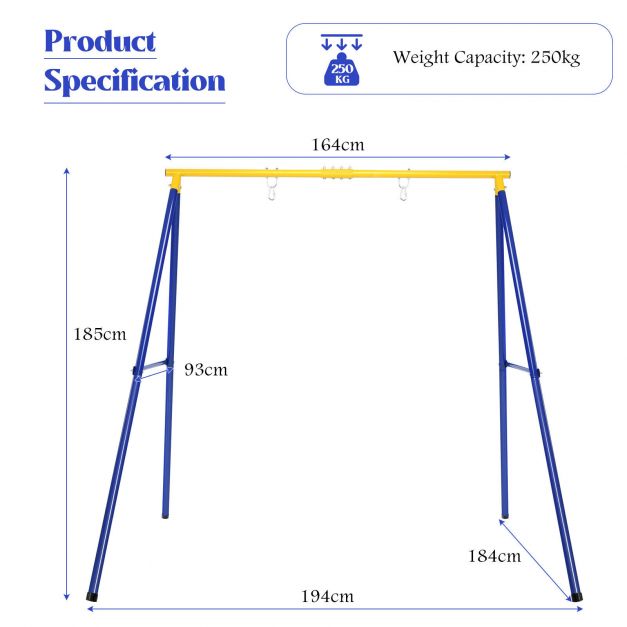 Sturdy Metal Swing Frame Set with Carabiners and Ground Stakes