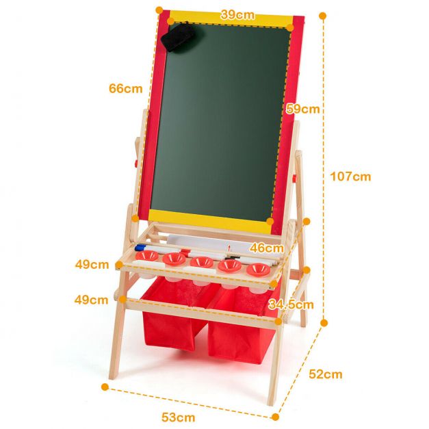 Kids Double-Sided Easel with Storage Bags for Art and Craft Materials