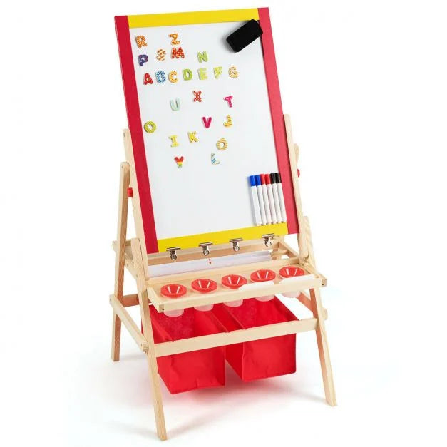 Kids Double-Sided Easel with Storage Bags for Art and Craft Materials