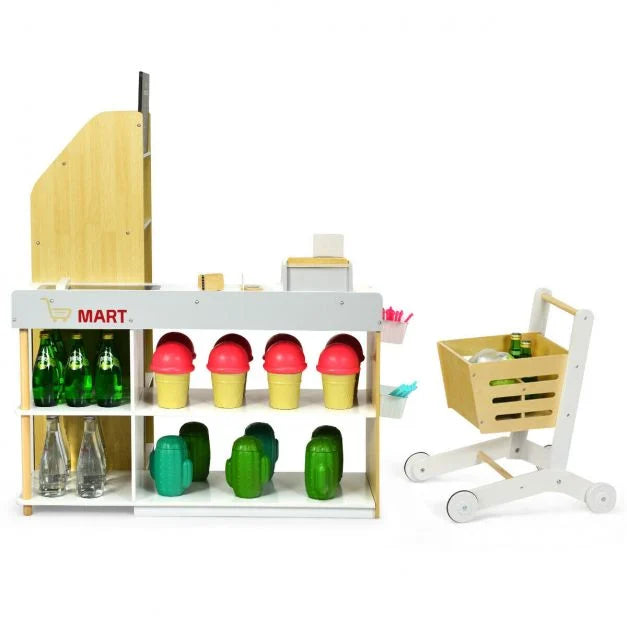 Kids Supermarket Toy Set with Shopping Cart and Realistic Play Features