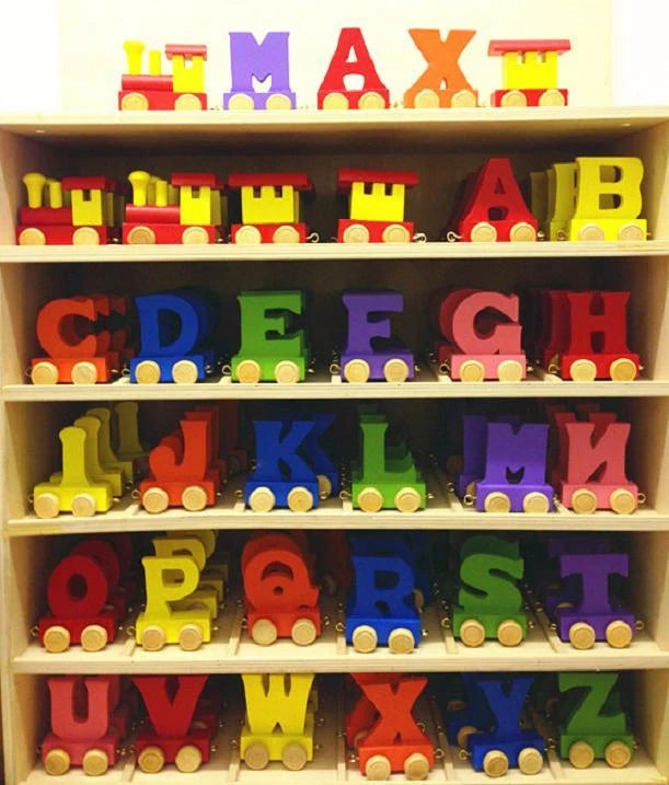 PCs Alphabet Wooden Colourful Train letters for Personalized name as Children Gift A-Z