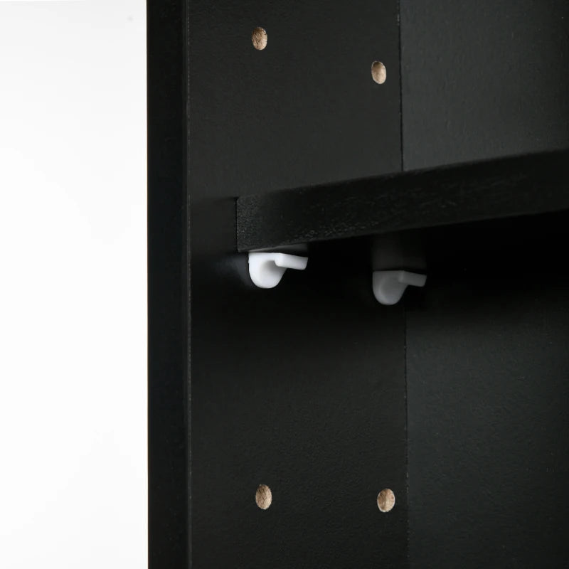 Black Wall Cabinet with Glass Doors, 5-Tier, 60x80cm Display
