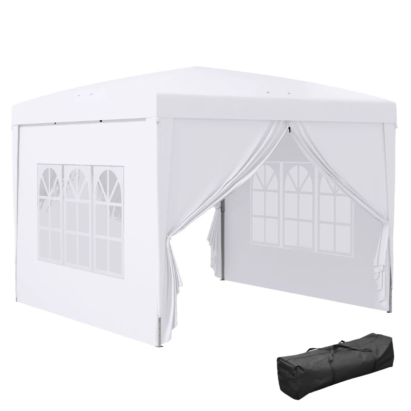 Durable White Pop-Up Wedding and Party Gazebo with Windows and Carry Bag 3x3m