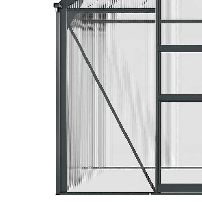 Walk-In Polycarbonate Greenhouse with Sliding Door & Window, 6x6ft Aluminium Frame, Grey