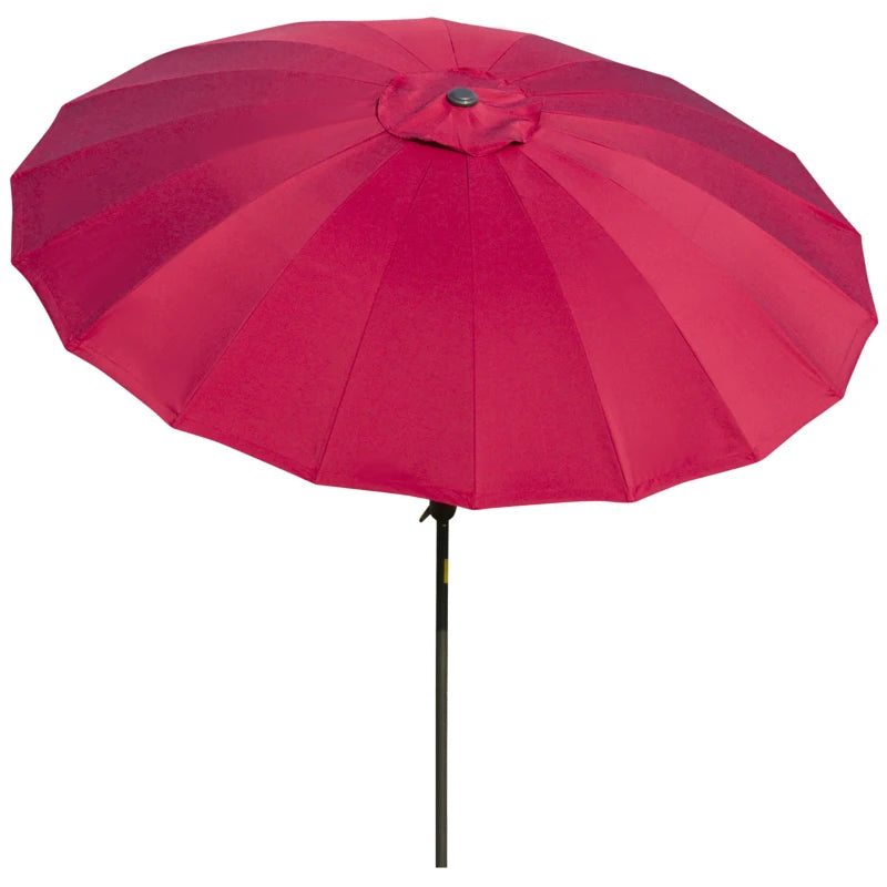 Red outdoor garden parasol umbrella with crank & tilt, adjustable sun shade, 2.5m