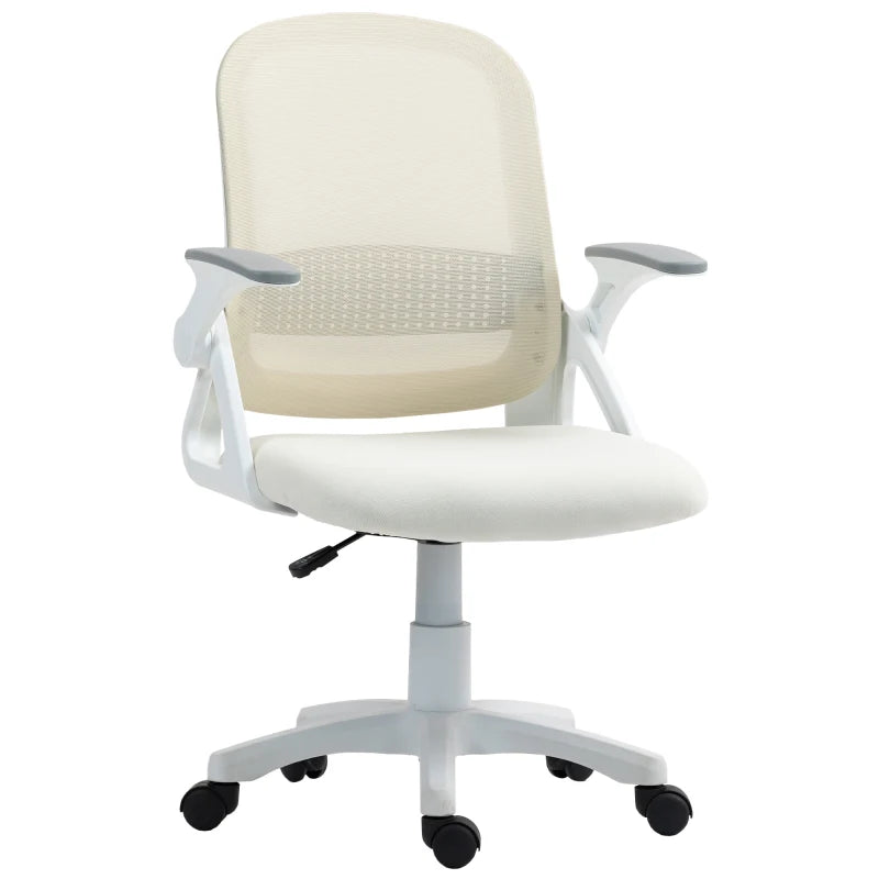 Mesh Office Chair with Flip-up Arms & Lumbar Support – White