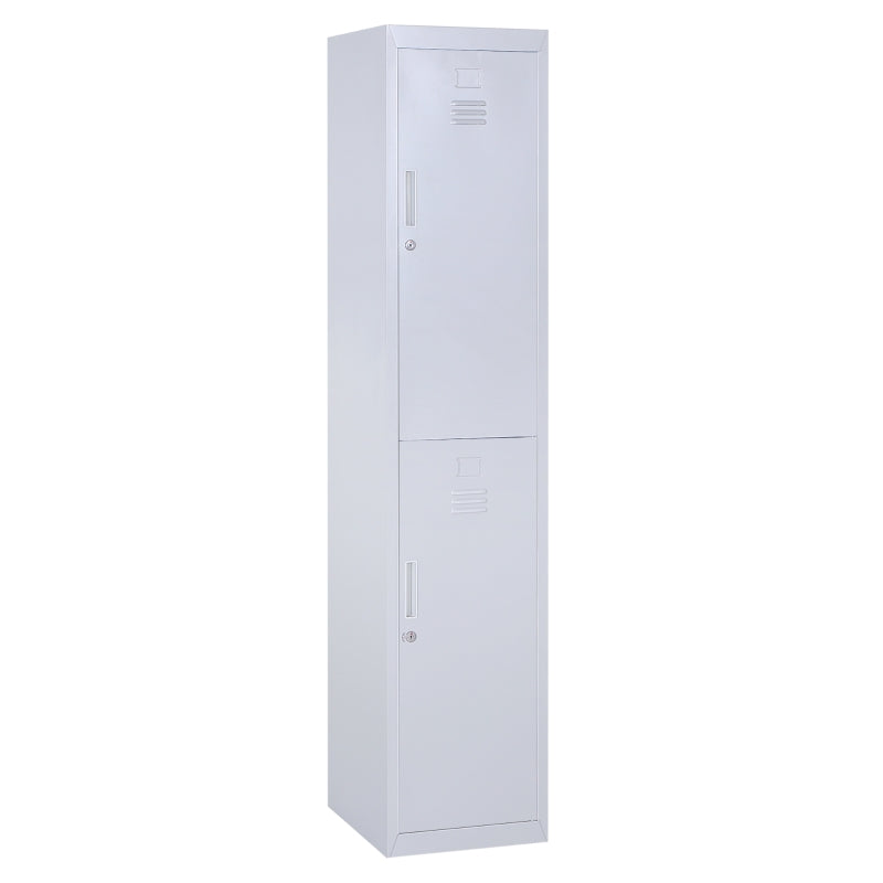 Steel Locker Cabinet, Grey Vertical Storage with Adjustable Shelves
