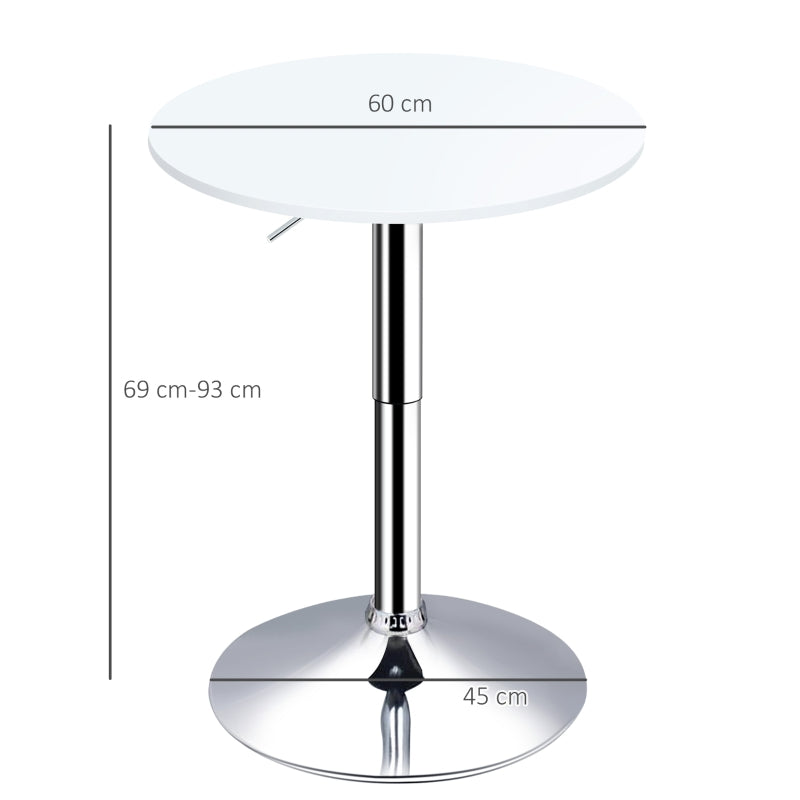 Round Adjustable Bistro Table with Swivel Surface, 60cm, White Metal