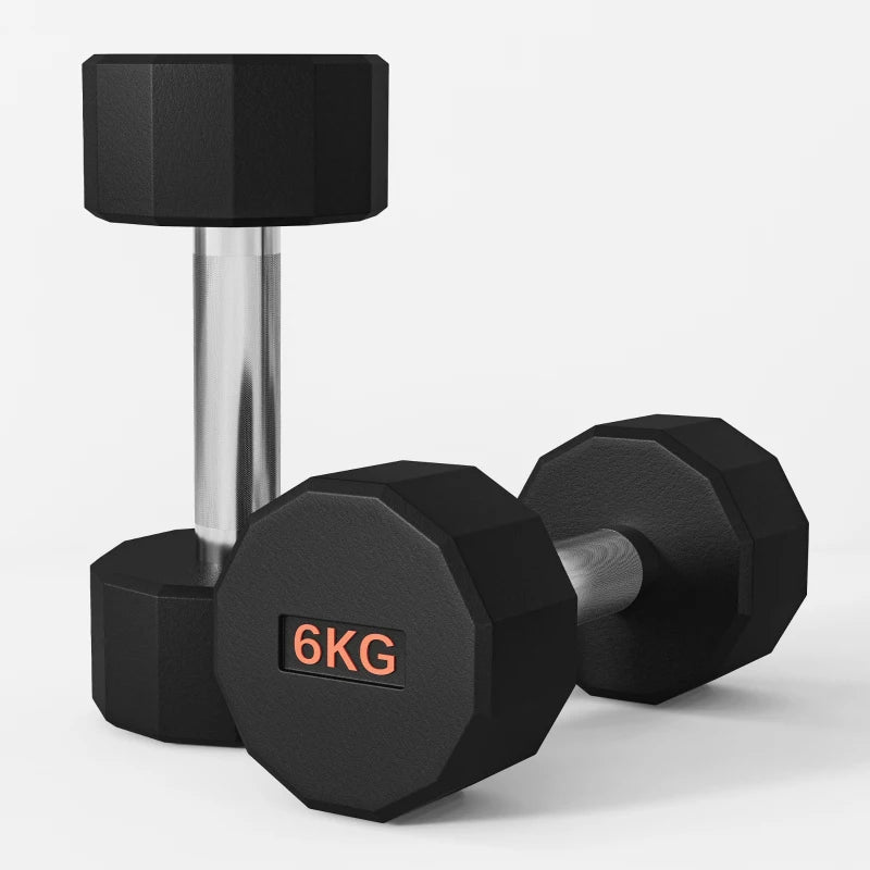 6kg Dumbbells with 12-Sided Design – Workout Set for Home Gym