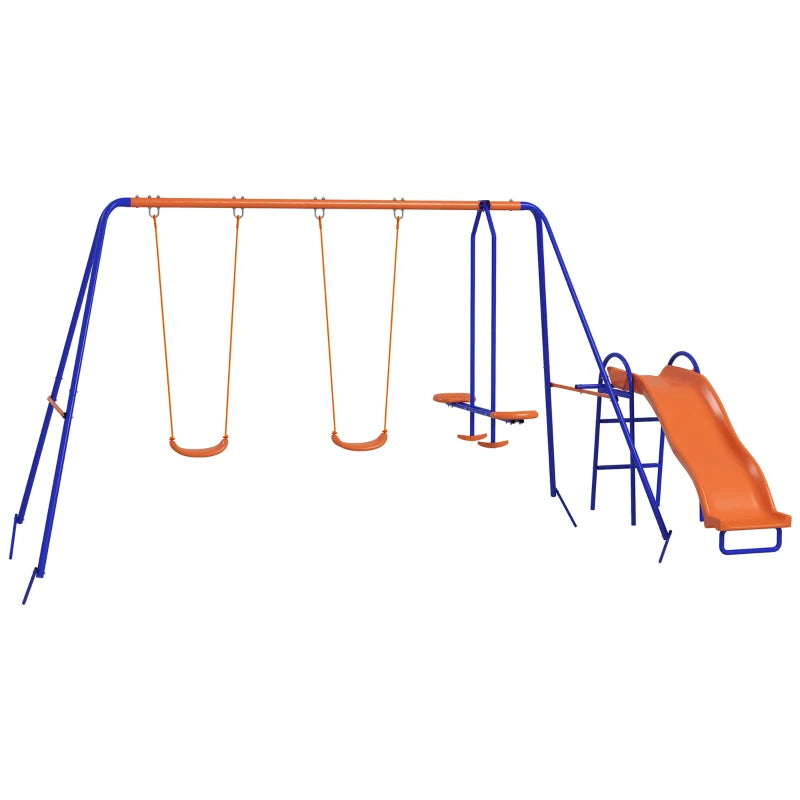 Metal Outdoor Swing Set for Kids – 4-in-1 with Swings, Slide, Glider & Ladder