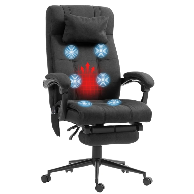 Black Computer Chair – Adjustable Height, Massage, Heat & Footrest