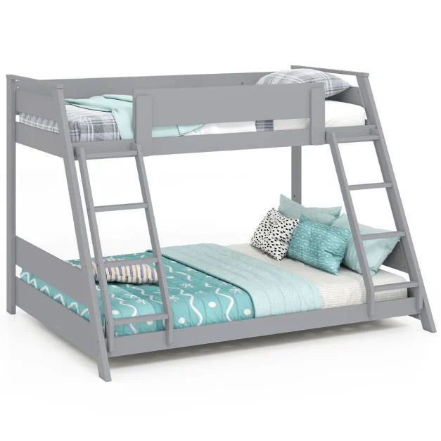 Single Over Double Bunk Bed with Ladders and Safety Guardrails