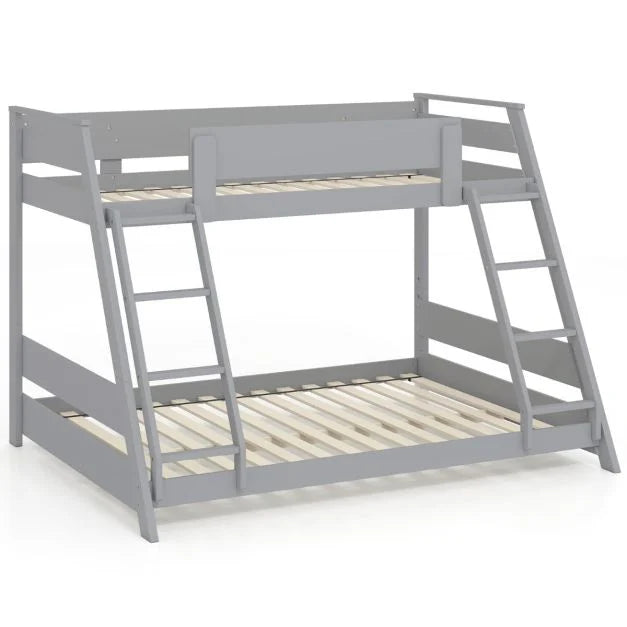 Single Over Double Bunk Bed with Ladders and Safety Guardrails