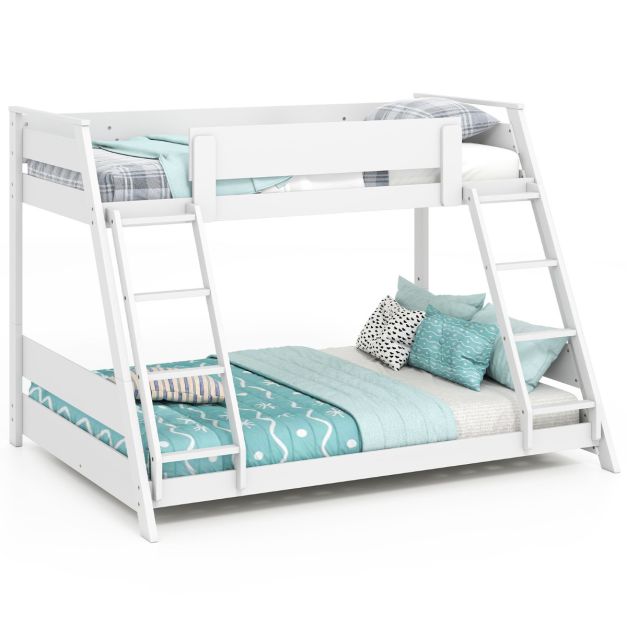 Single Over Double Bunk Bed with Ladders and Safety Guardrails