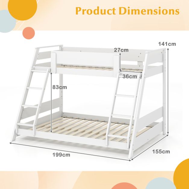 Single Over Double Bunk Bed with Ladders and Safety Guardrails
