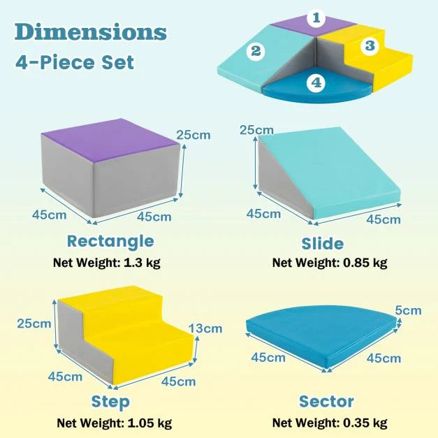 4-Piece Infant Baby Foam Climb & Crawl Block Play Set