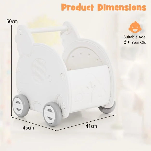 Baby Walker Push Toy – 4-Wheel Elephant-Shaped Toddler Toy Cart