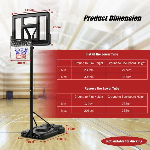 5.5–10FT Height-Adjustable Basketball Goal with 9 Positions