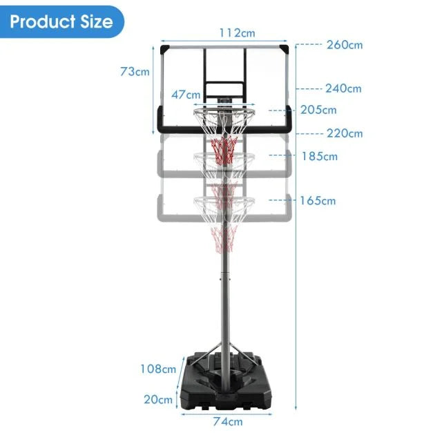 Metal Frame Portable Basketball Hoop for Teenagers and Adults