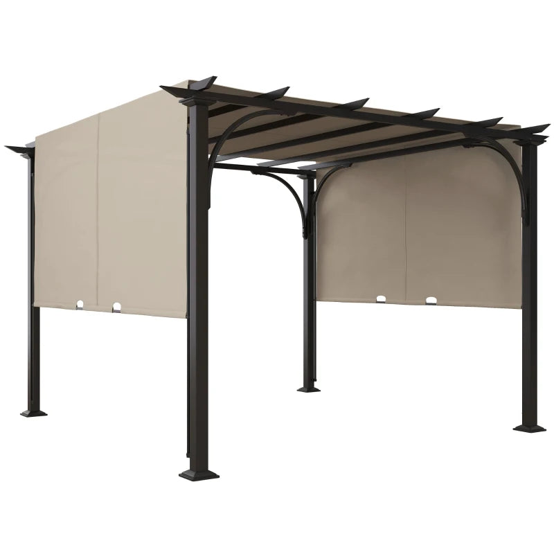 Beige Outdoor Pergola with Garden Gazebo and Adjustable Canopy, 3 x 3m