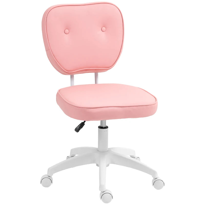 Pink Office Chair – Comfortable PU Leather, Swivel Base