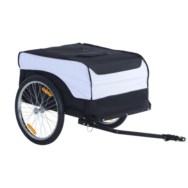 Bicycle Cargo Trailer – Storage Carrier with Hitch, White/Black