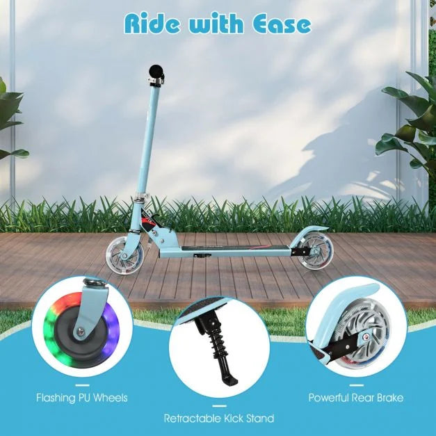 Kids Aluminum Folding Stunt Scooter with Flashing LED Wheels
