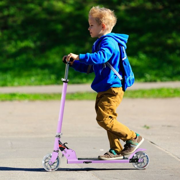 Kids Aluminum Folding Stunt Scooter with Flashing LED Wheels