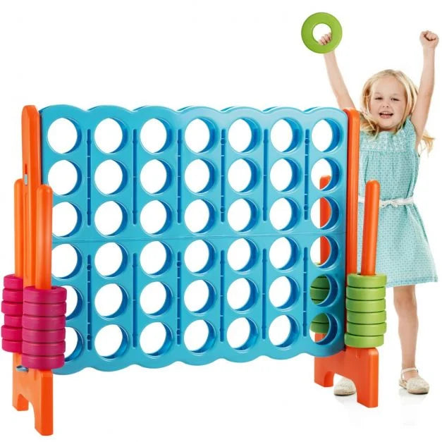 Giant 4-in-a-Row Game Set with 42 Jumbo Rings and Sliding Game Board for Kids