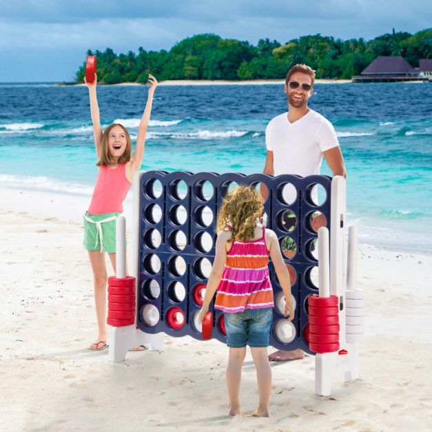Giant 4-in-a-Row Game Set with 42 Jumbo Rings and Sliding Game Board for Kids