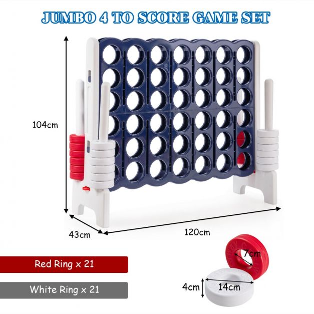 42-Piece Giant 4-in-a-Row Game with Jumbo Rings and Sliders