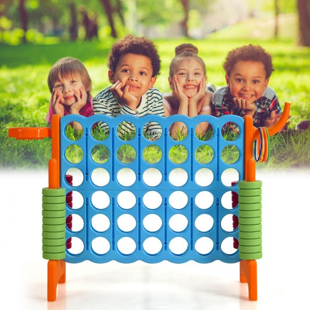 3-in-1 Giant Connect 4 Set with Basketball Hoop and Ring Toss Outdoor Deluxe Pack