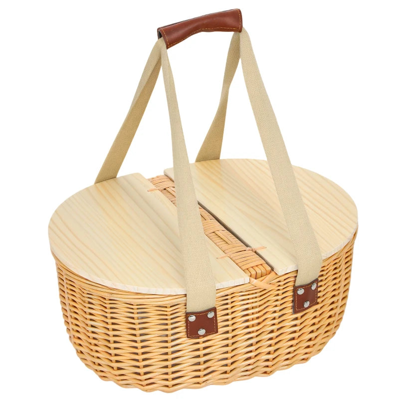2-Person Wicker Picnic Basket – Cooler, Cutlery & Carry Handle