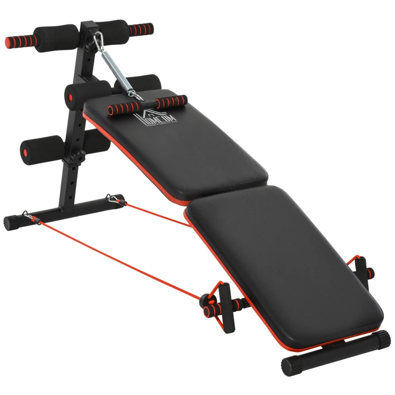 Home Gym Sit-Up Bench with Arm Rope & Adjustable Support