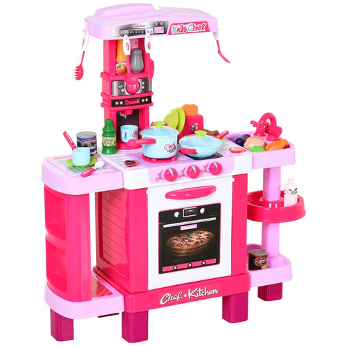 38-Piece Kids Kitchen Play Set with Sounds, Lights, Food, Utensils & Appliances Toy
