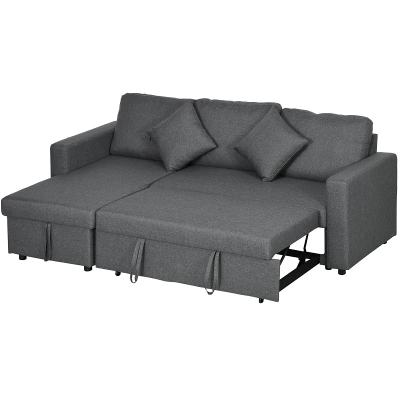 3-Seater Sofa Bed w/ Storage, Free Home Delivery, Dark Grey, Pre-Built