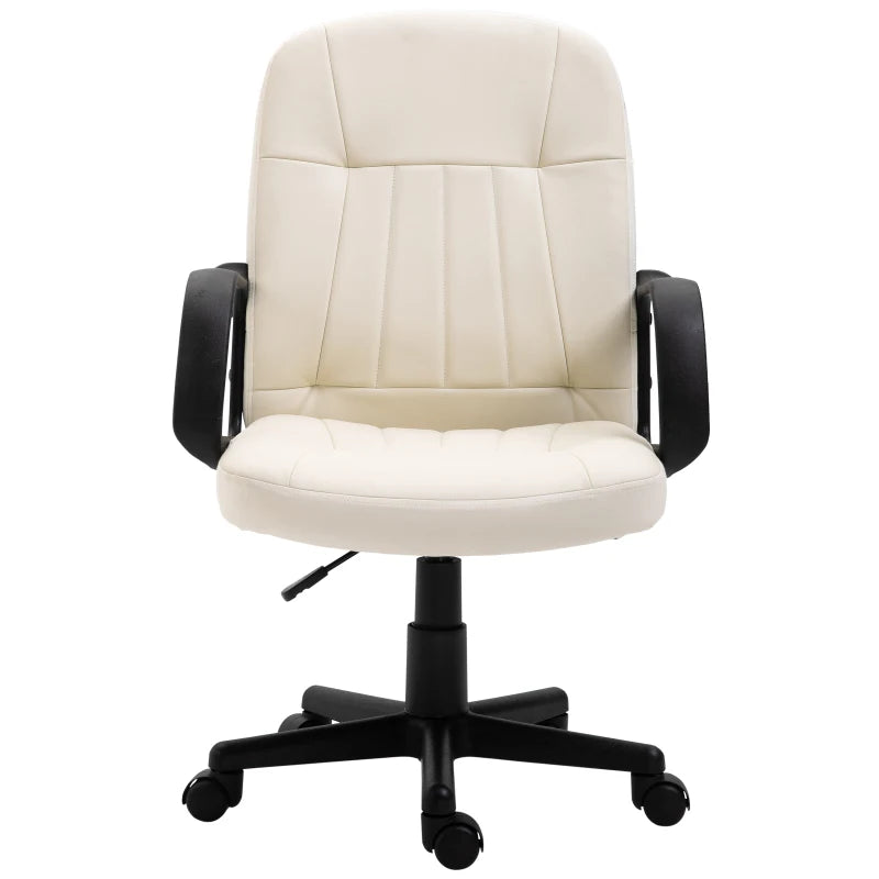 Computer Desk Chair – PU Leather, Swivel & Height Adjustable (Cream)