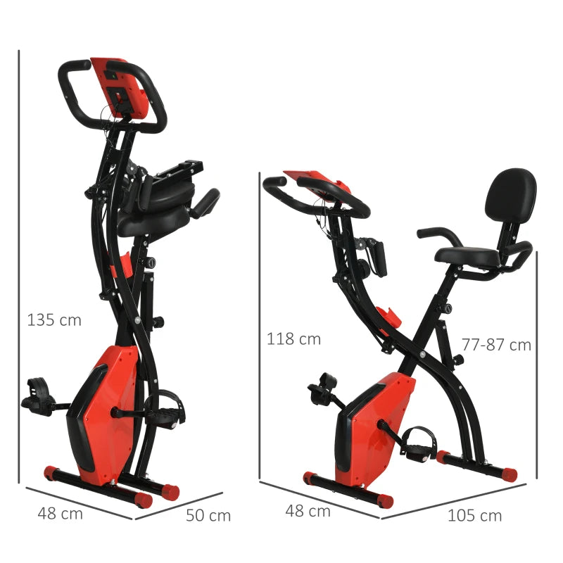 Red 2-in-1 Folding Bike – Arm Resistance & Pulse Monitor