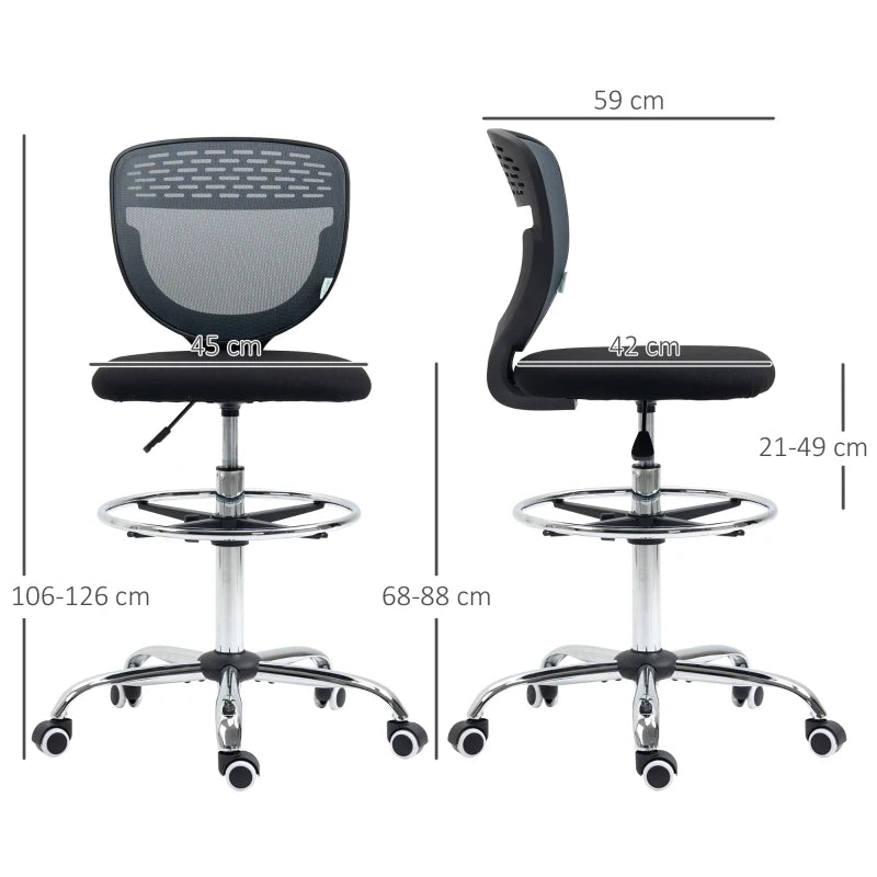 Office Drafting Chair with Footrest Ring – Grey