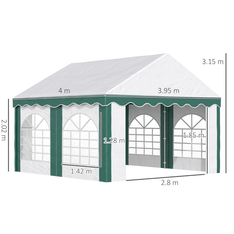 Waterproof Marquee Gazebo with Windproof Sides, Stylish Emerald Green 4x4m
