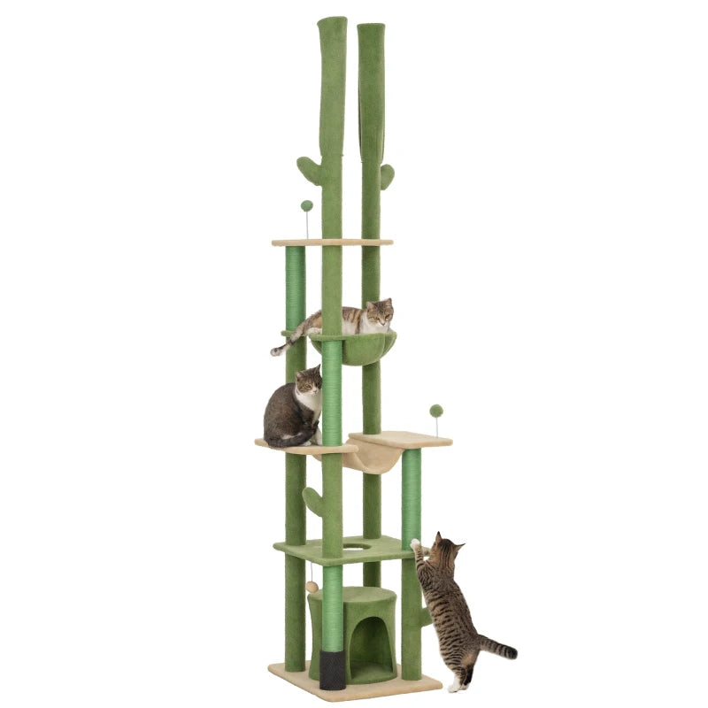 Green Tall Cat Tree – Floor-to-Ceiling Design