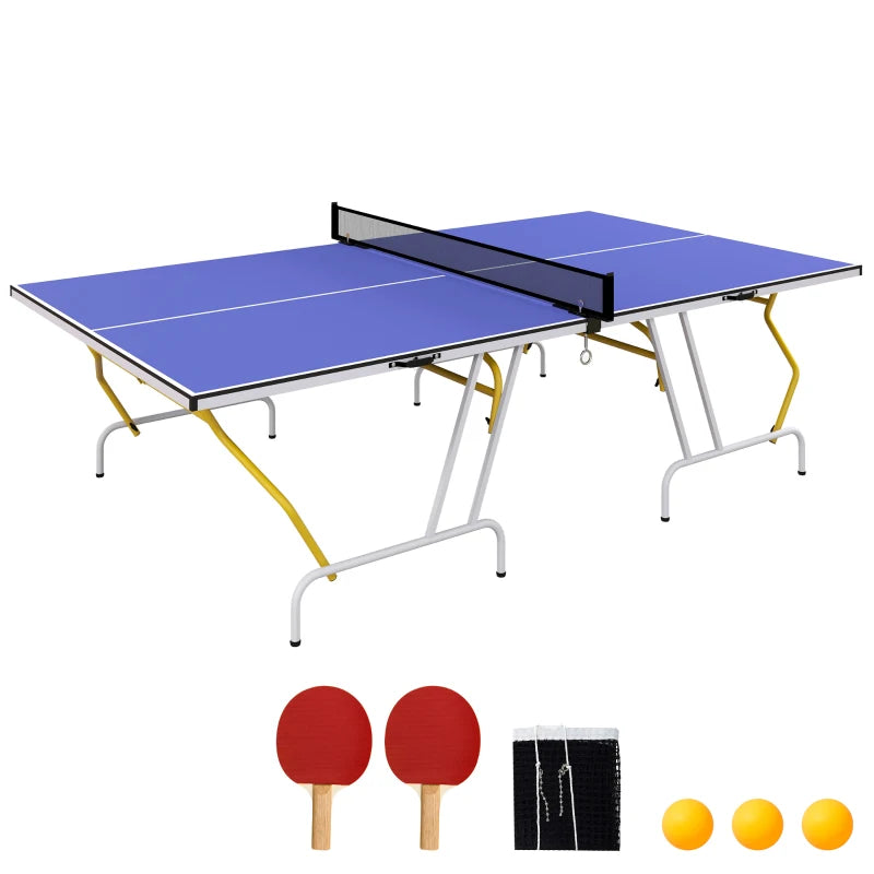 Blue 9FT Foldable Table Tennis Table – Full Kit