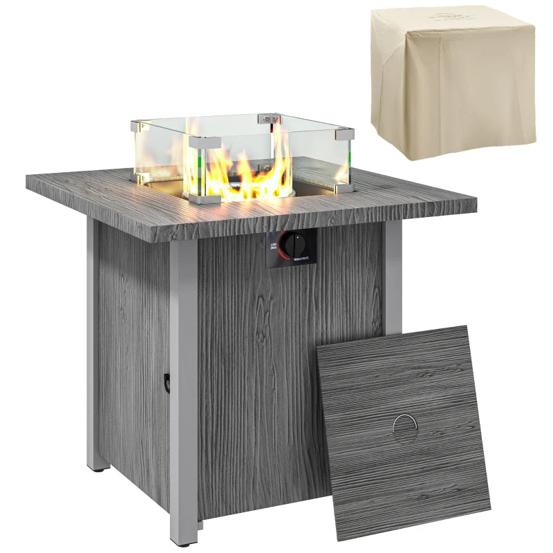 Patio Gas Fire Pit Table 50,000 BTU with Cover, Dark Grey Outdoor Heater
