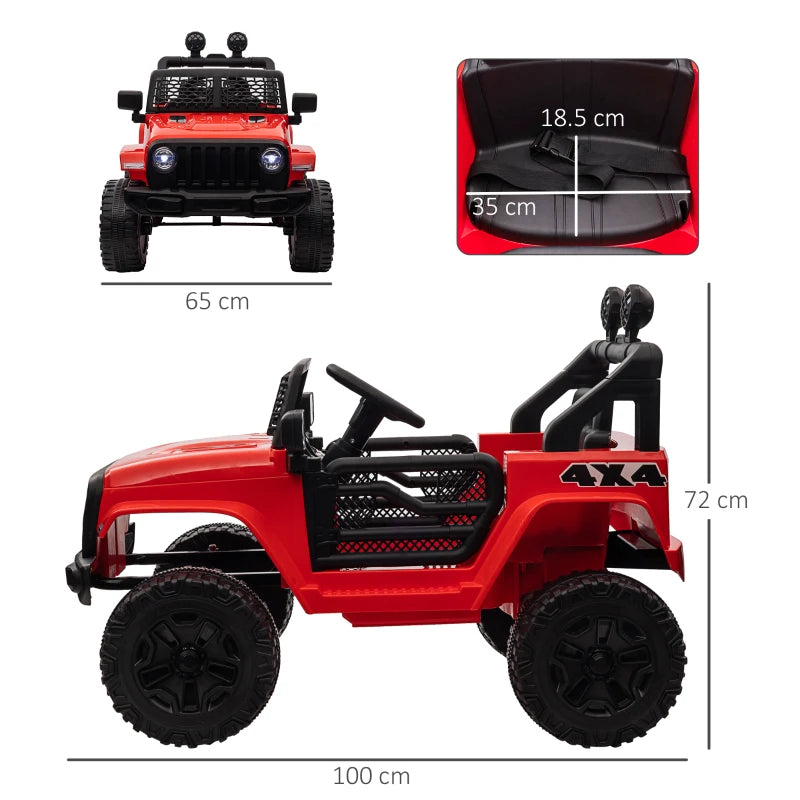Red 12V Kids Electric Ride-On Off-Road Car with Remote Control, Horn & Suspension